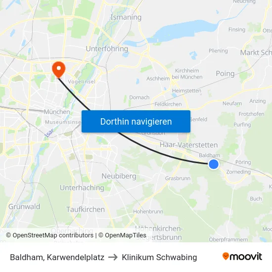 Baldham, Karwendelplatz to Klinikum Schwabing map