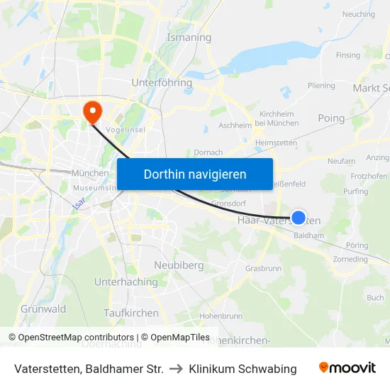 Vaterstetten, Baldhamer Str. to Klinikum Schwabing map