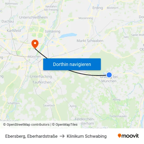 Ebersberg, Eberhardstraße to Klinikum Schwabing map