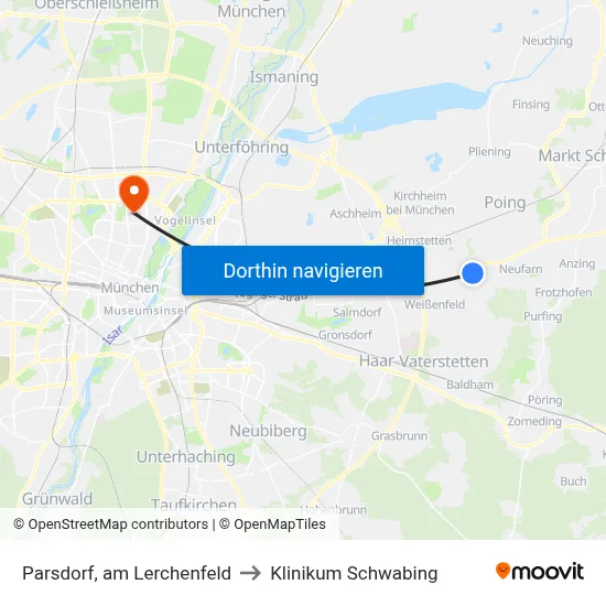 Parsdorf, am Lerchenfeld to Klinikum Schwabing map