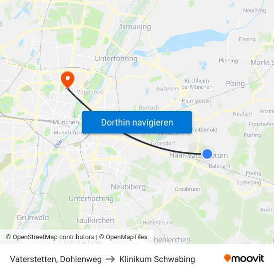 Vaterstetten, Dohlenweg to Klinikum Schwabing map