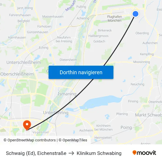 Schwaig (Ed), Eichenstraße to Klinikum Schwabing map