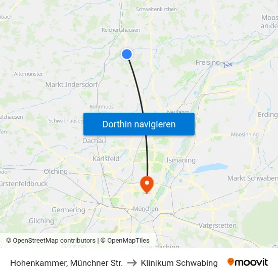 Hohenkammer, Münchner Str. to Klinikum Schwabing map