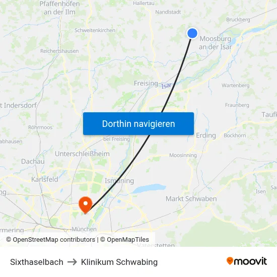 Sixthaselbach to Klinikum Schwabing map