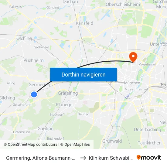 Germering, Alfons-Baumann-Str. to Klinikum Schwabing map