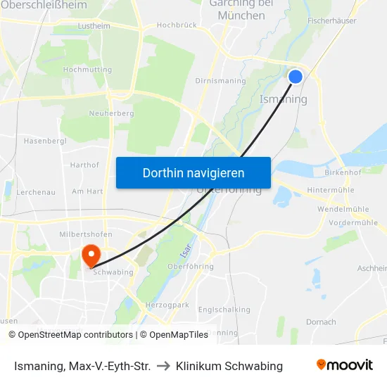 Ismaning, Max-V.-Eyth-Str. to Klinikum Schwabing map