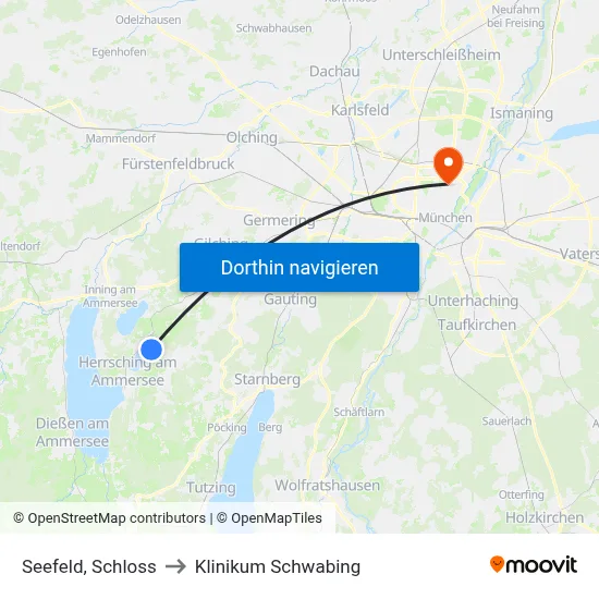Seefeld, Schloss to Klinikum Schwabing map