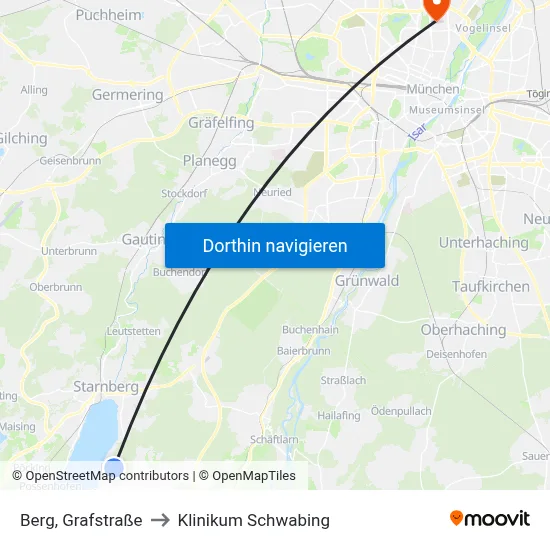 Berg, Grafstraße to Klinikum Schwabing map