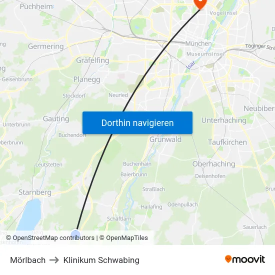 Mörlbach to Klinikum Schwabing map