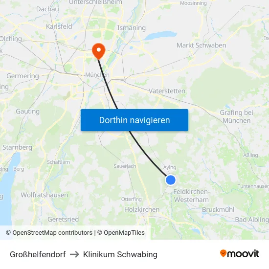 Großhelfendorf to Klinikum Schwabing map