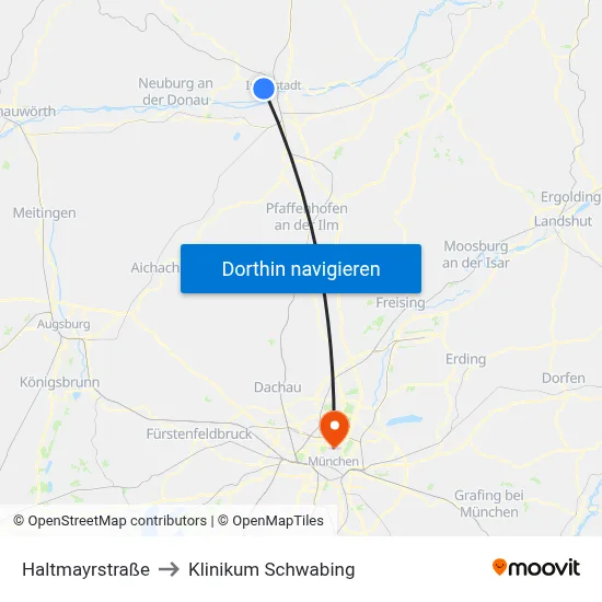Haltmayrstraße to Klinikum Schwabing map