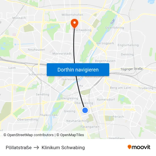 Pöllatstraße to Klinikum Schwabing map