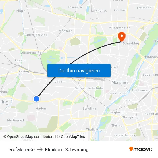 Terofalstraße to Klinikum Schwabing map