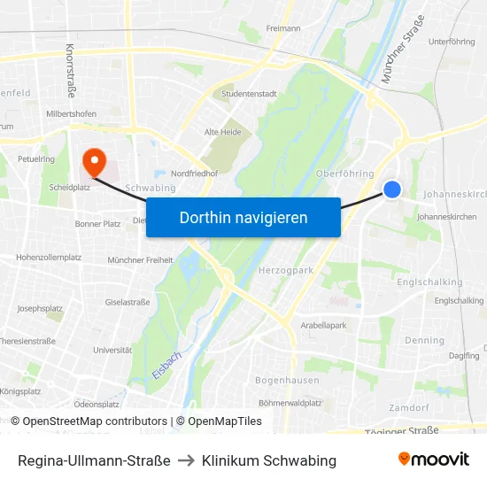 Regina-Ullmann-Straße to Klinikum Schwabing map