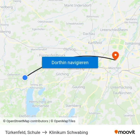 Türkenfeld, Schule to Klinikum Schwabing map
