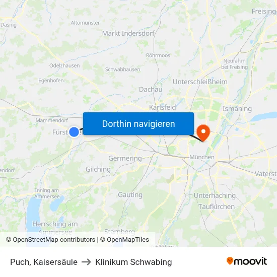 Puch, Kaisersäule to Klinikum Schwabing map