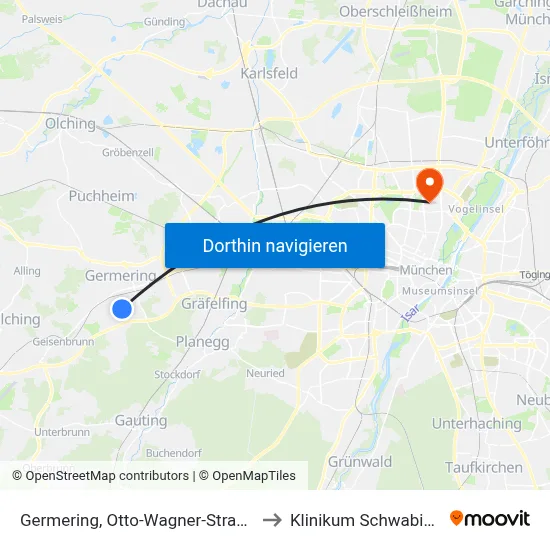 Germering, Otto-Wagner-Straße to Klinikum Schwabing map
