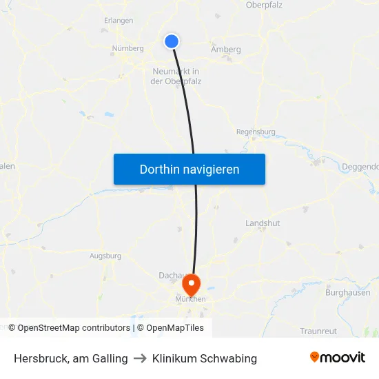 Hersbruck, am Galling to Klinikum Schwabing map