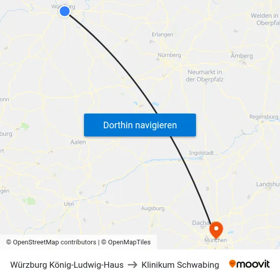 Würzburg König-Ludwig-Haus to Klinikum Schwabing map