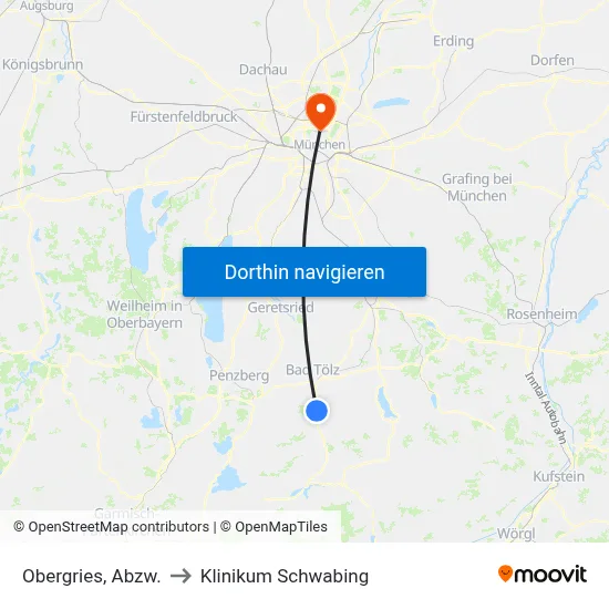 Obergries, Abzw. to Klinikum Schwabing map