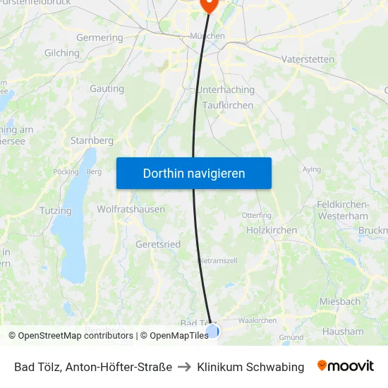 Bad Tölz, Anton-Höfter-Straße to Klinikum Schwabing map