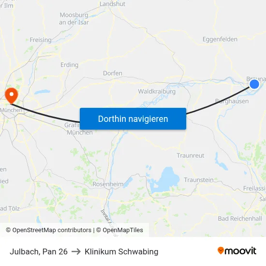 Julbach, Pan 26 to Klinikum Schwabing map