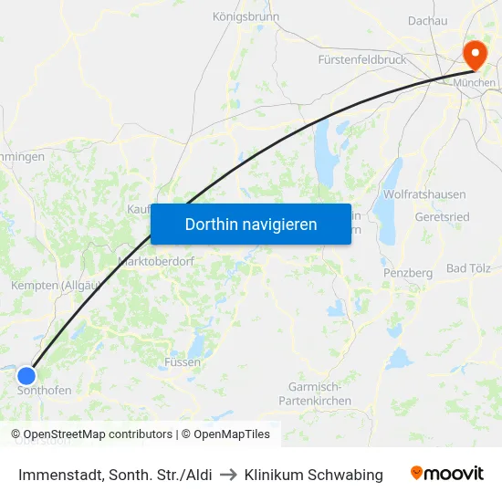 Immenstadt, Sonth. Str./Aldi to Klinikum Schwabing map