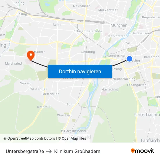 Untersbergstraße to Klinikum Großhadern map