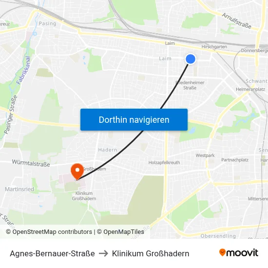 Agnes-Bernauer-Straße to Klinikum Großhadern map