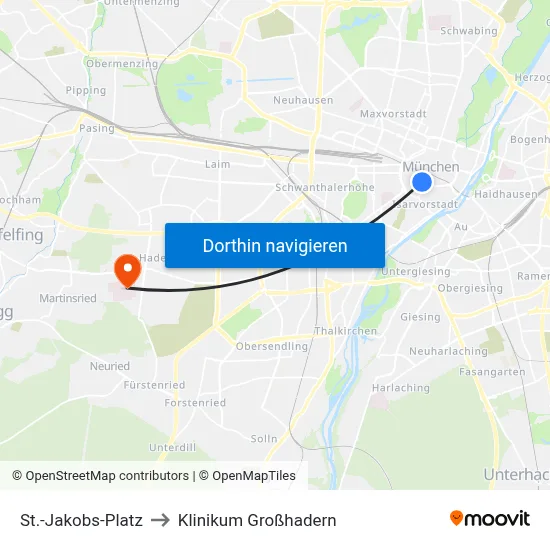 St.-Jakobs-Platz to Klinikum Großhadern map