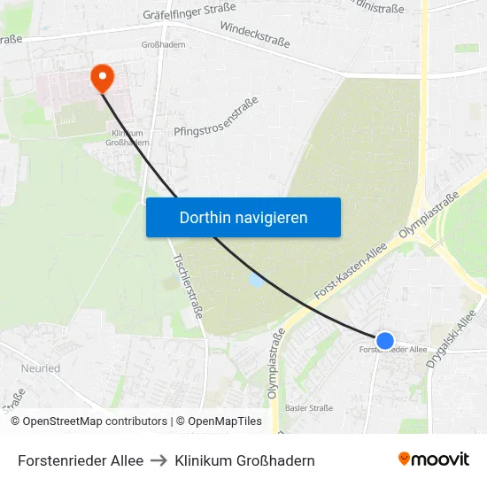 Forstenrieder Allee to Klinikum Großhadern map