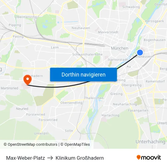 Max-Weber-Platz to Klinikum Großhadern map