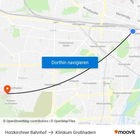 Holzkirchner Bahnhof to Klinikum Großhadern map
