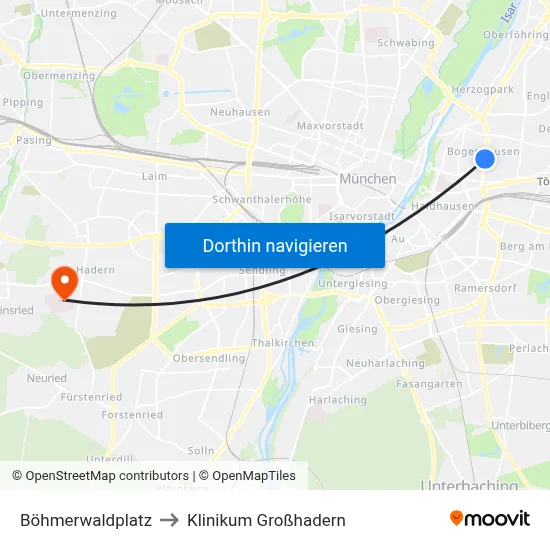 Böhmerwaldplatz to Klinikum Großhadern map