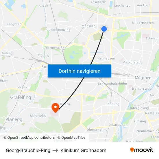 Georg-Brauchle-Ring to Klinikum Großhadern map