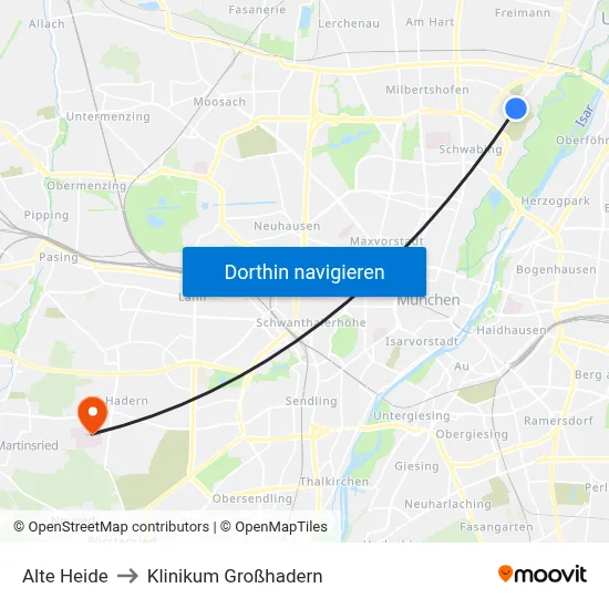 Alte Heide to Klinikum Großhadern map