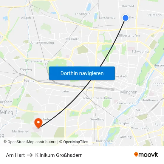 Am Hart to Klinikum Großhadern map