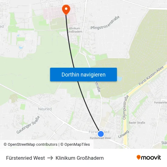 Fürstenried West to Klinikum Großhadern map