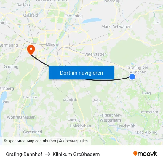Grafing-Bahnhof to Klinikum Großhadern map