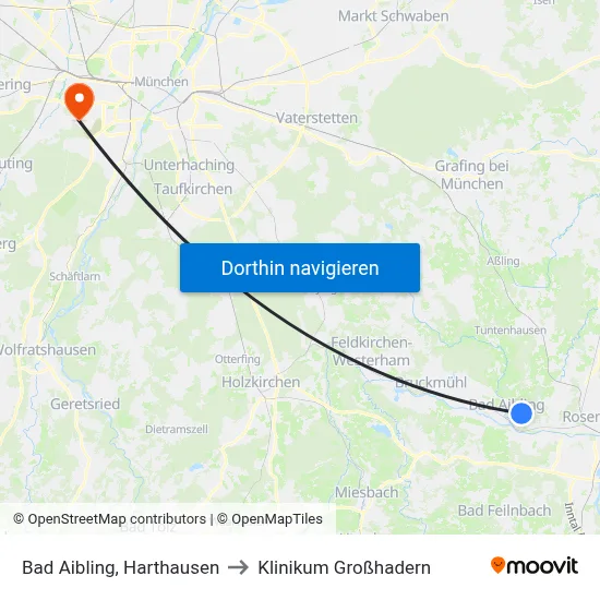 Bad Aibling, Harthausen to Klinikum Großhadern map