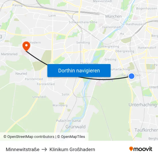 Minnewitstraße to Klinikum Großhadern map