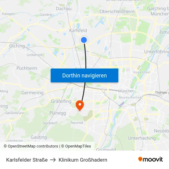 Karlsfelder Straße to Klinikum Großhadern map