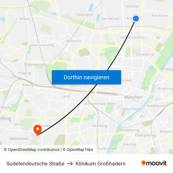 Sudetendeutsche Straße to Klinikum Großhadern map