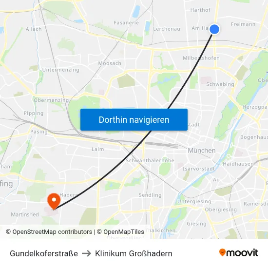Gundelkoferstraße to Klinikum Großhadern map