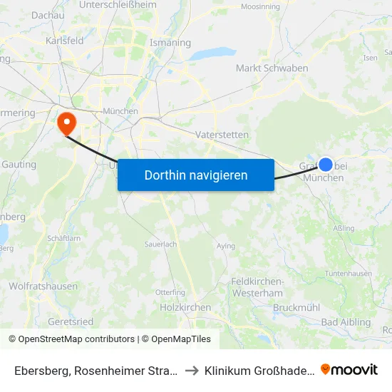 Ebersberg, Rosenheimer Straße to Klinikum Großhadern map