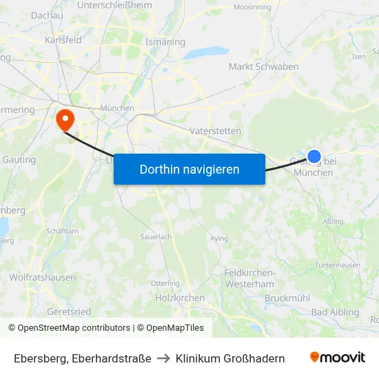 Ebersberg, Eberhardstraße to Klinikum Großhadern map