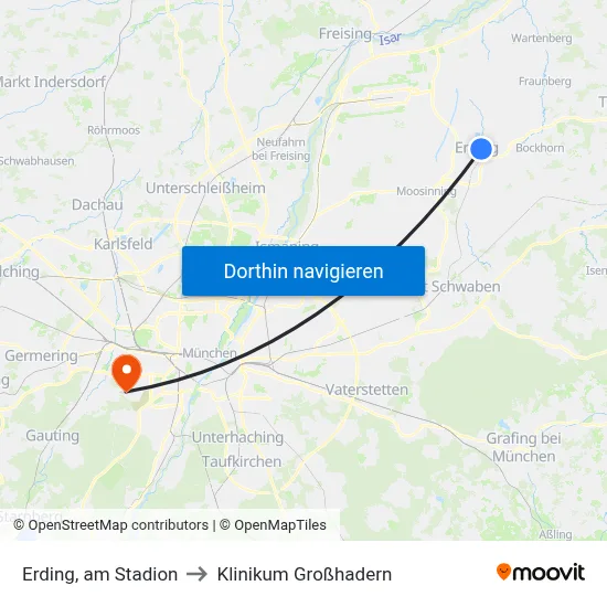 Erding, am Stadion to Klinikum Großhadern map