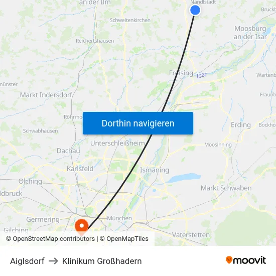 Aiglsdorf to Klinikum Großhadern map