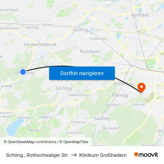 Schöng., Rothschwaiger Str. to Klinikum Großhadern map