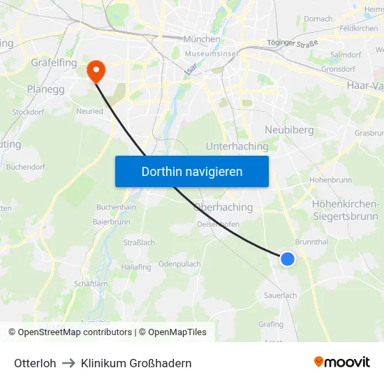 Otterloh to Klinikum Großhadern map